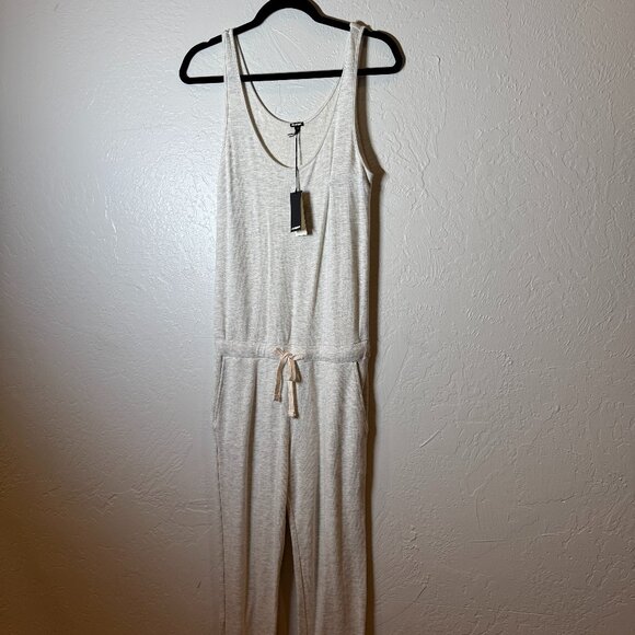 NWT MONROW Heather Gray Drawstring Tank Jumpsuit – Women’s Small - Picture 2 of 7